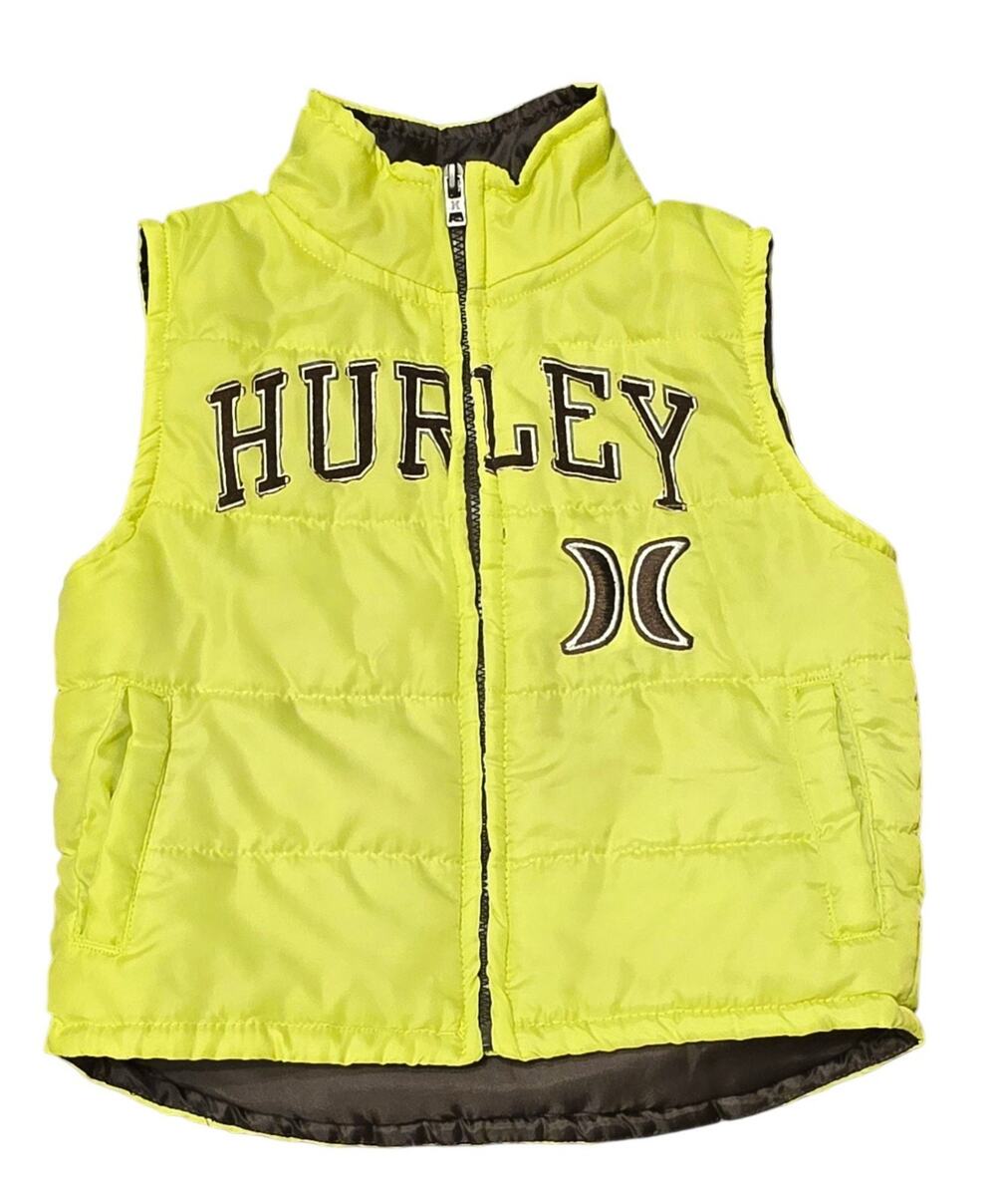 Hurley Yellow & Black Full-Zip Front Quilted Puffer Vest Size 24M
